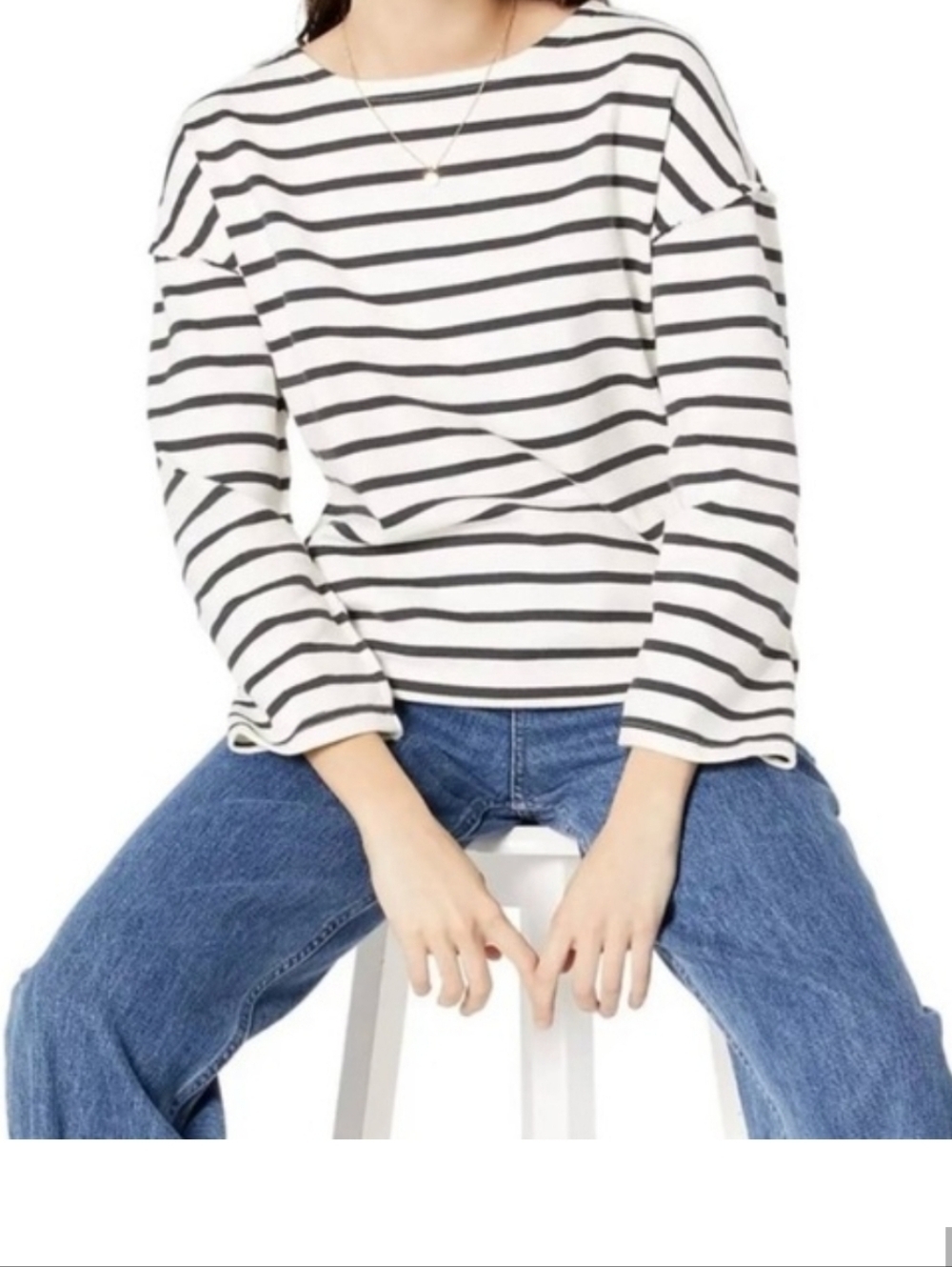 Madewell  Black & White Striped Casler Top
